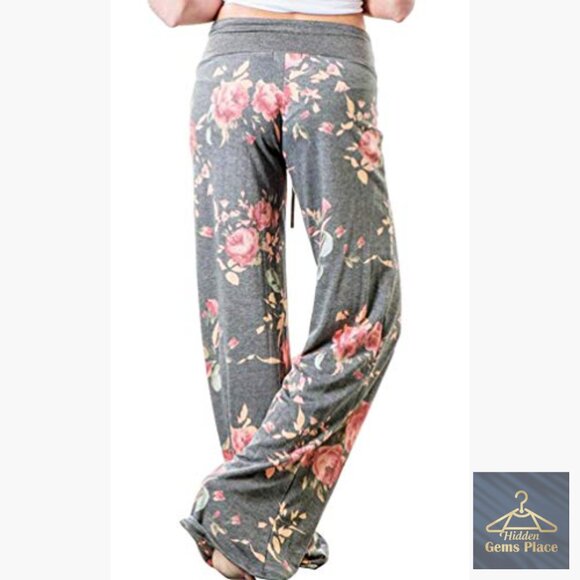 Women's Stretch Pajama Pants Wide Leg Lounge Drawstring All Seasons - Picture 3 of 6